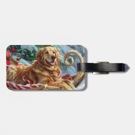 Gouden Retriever Hond Kerstfeest Bagagelabel (Achterkant horizontaal)