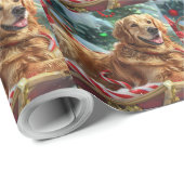 Gouden Retriever Hond Kerstfeest Cadeaupapier (Rol Hoek)