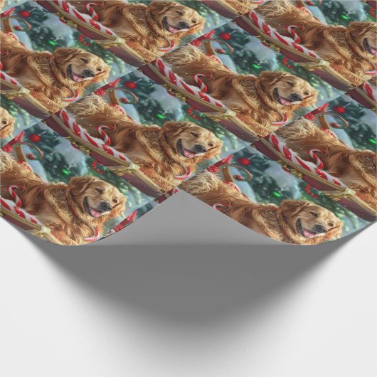Gouden Retriever Hond Kerstfeest Cadeaupapier (Hoek)