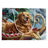 Gouden Retriever Hond Kerstfeest Groot Cadeauzakje (Achterkant)