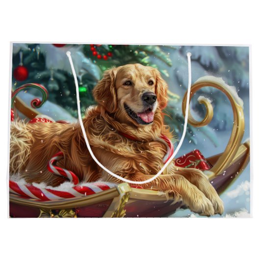 Gouden Retriever Hond Kerstfeest Groot Cadeauzakje (Achterkant)
