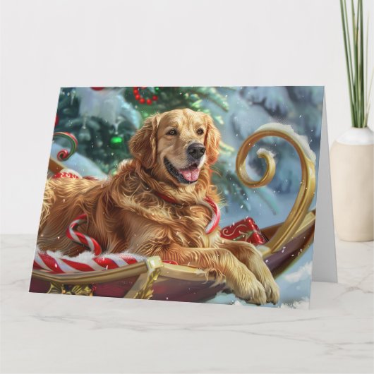Gouden Retriever Hond Kerstfeest Kaart (Voorkant)