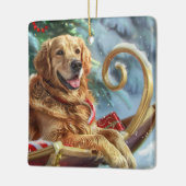 Gouden Retriever Hond Kerstfeest Keramisch Ornament (Links)