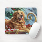 Gouden Retriever Hond Kerstfeest Muismat (Met muis)