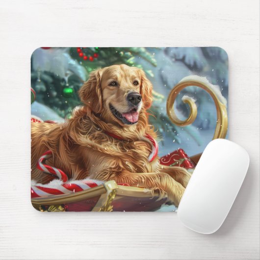 Gouden Retriever Hond Kerstfeest Muismat (Met muis)