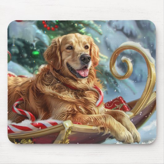 Gouden Retriever Hond Kerstfeest Muismat (Voorkant)