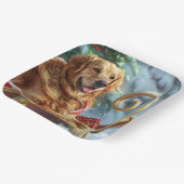 Gouden Retriever Hond Kerstfeest Papieren Bordje (Gebogen)