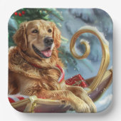 Gouden Retriever Hond Kerstfeest Papieren Bordje (Voorkant)