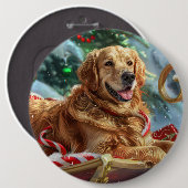 Gouden Retriever Hond Kerstfeest Ronde Button 6,0 Cm (Voorkant /achterkant)