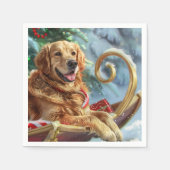 Gouden Retriever Hond Kerstfeest Servet (Voorkant)