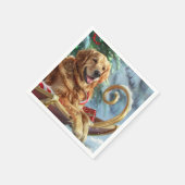 Gouden Retriever Hond Kerstfeest Servet (Hoek)