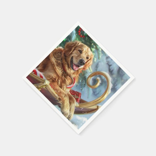 Gouden Retriever Hond Kerstfeest Servet (Hoek)
