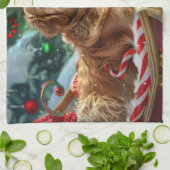 Gouden Retriever Hond Kerstfeest Theedoek (Gevouwen)