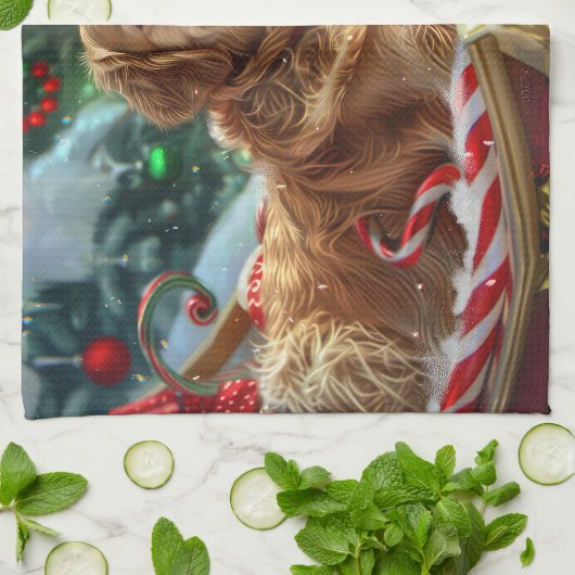 Gouden Retriever Hond Kerstfeest Theedoek (Gevouwen)