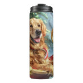 Gouden Retriever Hond Kerstfeest Thermosbeker (Voorkant)