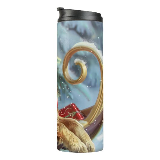 Gouden Retriever Hond Kerstfeest Thermosbeker (Geroteerd rechts)