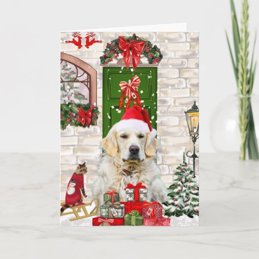 Gouden Retriever Hond Kerstmis  Kaart (Voorkant)