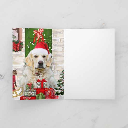 Gouden Retriever Hond Kerstmis Kaart (Binnen)