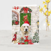 Gouden Retriever Hond Kerstmis  Kaart (Gele Bloem)