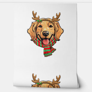 Gouden Retriever Hond Kerstmis Rendier Santa Hoed Behang