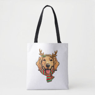 Gouden Retriever Hond Kerstmis Rendier Santa Hoed Tote Bag