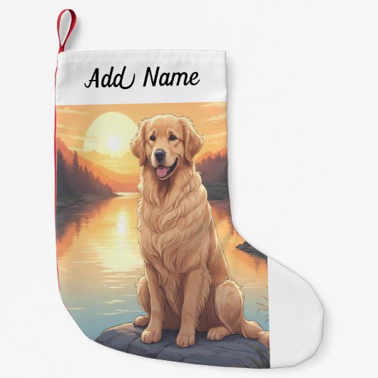Gouden Retriever Hond Kleine Kerstsok (Voorkant)
