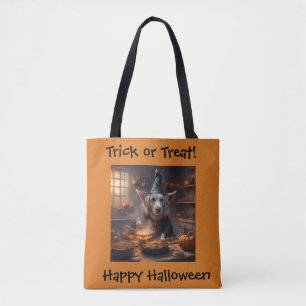 Gouden retriever hond kookt Halloween diner Tote Bag