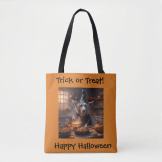 Gouden retriever hond kookt Halloween diner Tote Bag