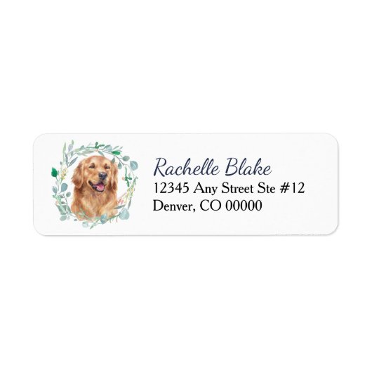 Gouden Retriever Hond Krans Retouradres Etiket (Voorkant)