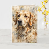 Gouden Retriever-hond Kunst Designkaart Kaart (Gele Bloem)