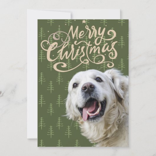 Gouden Retriever Hond Lachend Prettig Kerstfeest Feestdagenkaart (Voorkant)