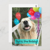 Gouden Retriever-hond met ballonnen verjaardag Briefkaart (Voorkant / Achterkant)