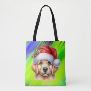 Gouden Retriever Hond met de Stijl van de Kerstman Tote Bag