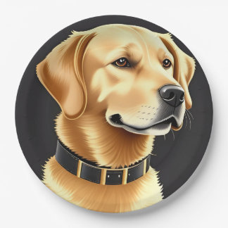 Gouden Retriever Hond met een Leren Halsband Papieren Bordje