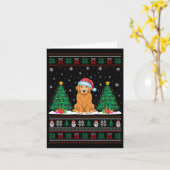 Gouden Retriever-hond met Kerstman-hoed Kerstboom  Kaart (Gele Bloem)
