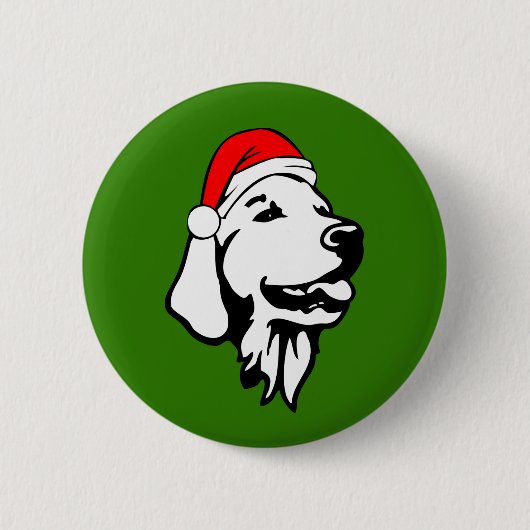 Gouden Retriever_Hond met Kerstmis Santa Hat Ronde Button 5,7 Cm (Voorkant)