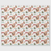 Gouden Retriever-hond met kerstmuts Cadeaupapier (Vlak)