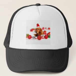Gouden Retriever Hond Met Rode Kerstman Hoed Kerst Trucker Pet