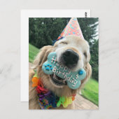 Gouden Retriever-hond met verjaardagsverjaardagsca Briefkaart (Voorkant / Achterkant)