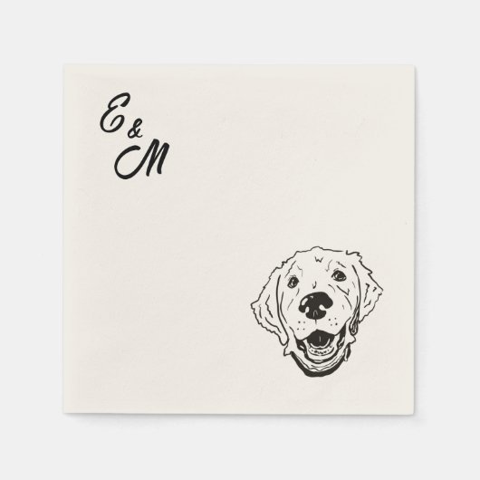 Gouden Retriever hond op bruiloft Cocktail servet (Voorkant)