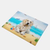 Gouden Retriever-hond op het strand Deurmat (Schuin)