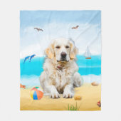 Gouden Retriever-hond op het strand Fleece Deken (Voorkant)