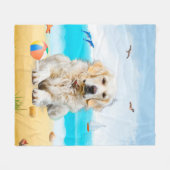 Gouden Retriever-hond op het strand Fleece Deken (Voorkant (Horizontaal))