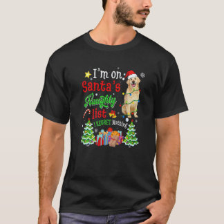 Gouden Retriever Hond Op Santa's Stoute Lijst Kers T-shirt