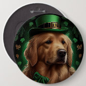 Gouden Retriever Hond op St. Patrick's Dag Ronde Button 6,0 Cm (Voorkant /achterkant)