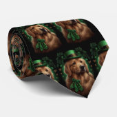 Gouden Retriever Hond op St. Patrick's Dag Stropdas (Opgerold)