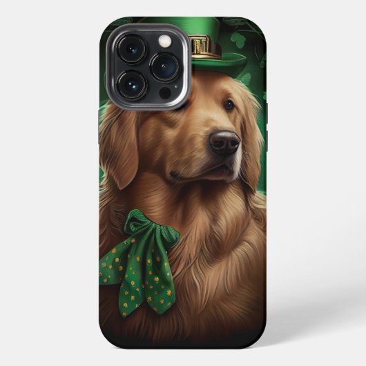 Gouden Retriever-hond op St. Patrick's Day iPhone Hoesje (Achterkant)