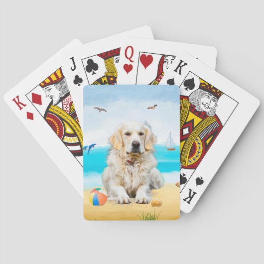 Gouden Retriever Hond op Strand Pokerkaarten (Achterkant)