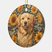 Gouden Retriever Hond Op Zonnebloemenveld Keramisch Ornament (Links)
