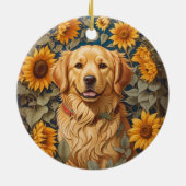 Gouden Retriever Hond Op Zonnebloemenveld Keramisch Ornament (Achterkant)